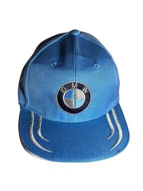 Blue Adjustable Baseball Cap BMW Embroidered Logo And Silver Accents Like New
